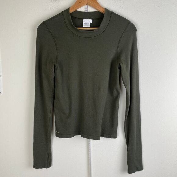 Lune Active Maia Rib Top Size L Moss Green Modal Long Sleeve Athleisure Active - Picture 6 of 11